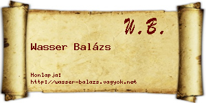 Wasser Balázs névjegykártya