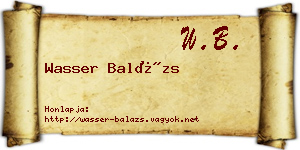 Wasser Balázs névjegykártya
